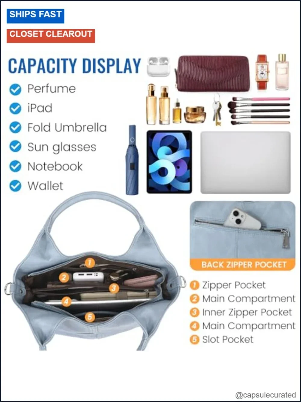 Vegan Leather Hobo Tote Bag with Detachable Satchel Strap
